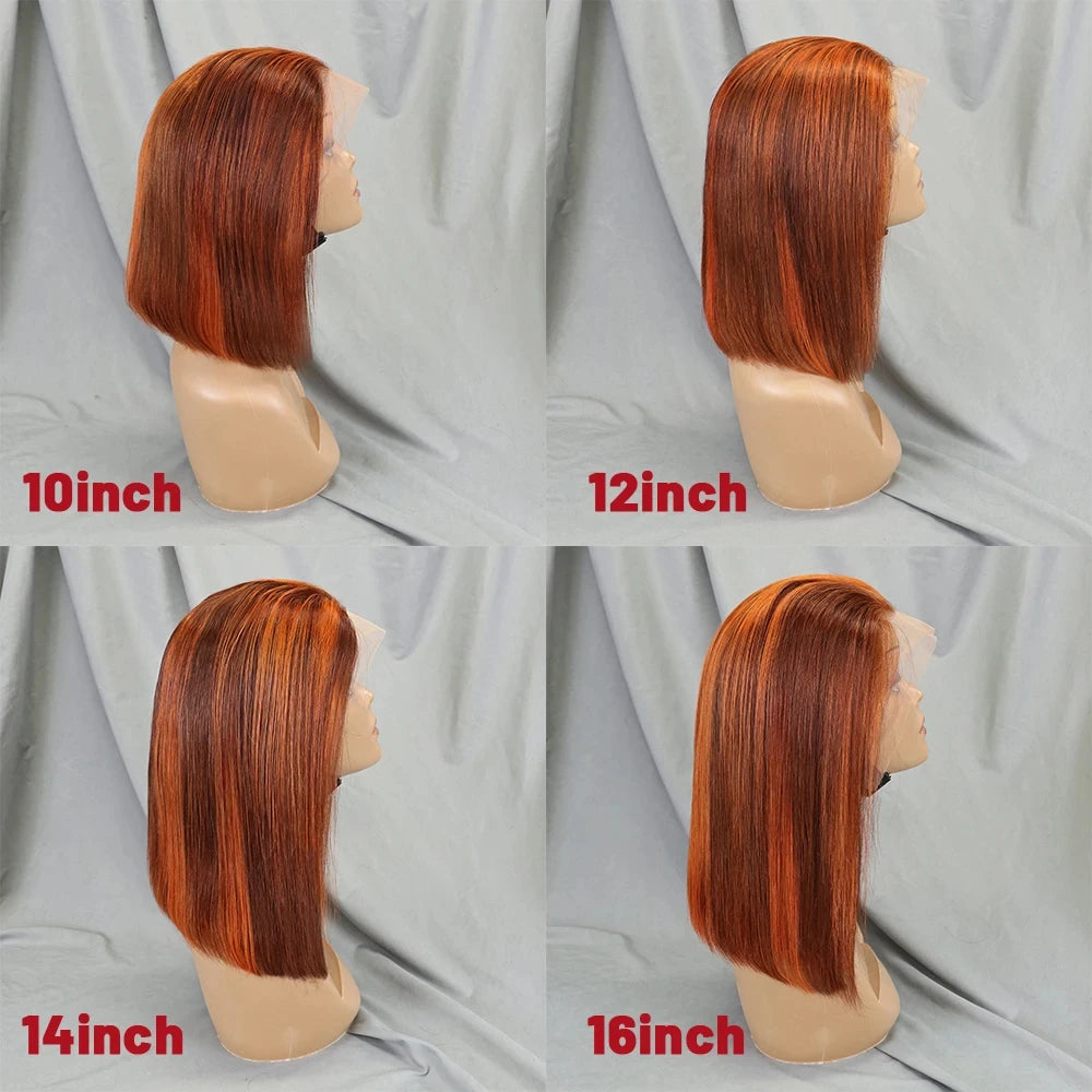 4/30/4 Farbe Echthaar Bob Perücke Glatt 13x4 Lace Front Echthaar Perücken Brasilianische Perücke Kurze Echthaar Bob Perücken Ombre Perücke