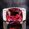 Huitan Hyperbole Red Cubic Zirconia Women Rings for Party New 2023 Gorgeous Lady's Accessories Anniversary Gift Fashion Jewelry