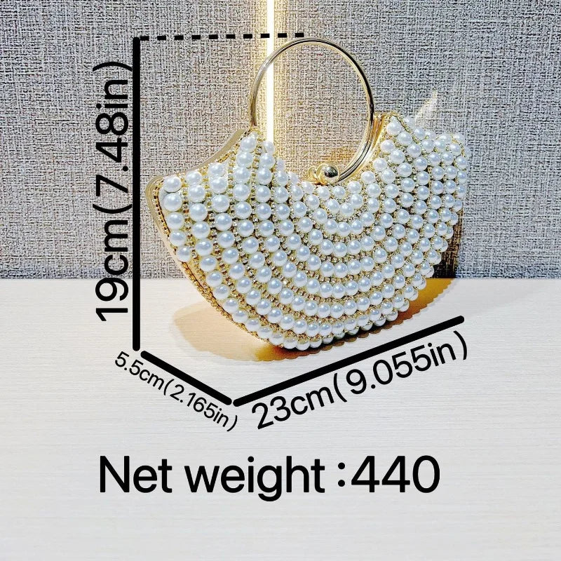 Luxuriöses Design Glitzernde Bankett-Clutch-Tasche Mode Perlmutt-Einlage Hochzeitshandtasche Damen Umhängetasche mit Kette Neue Clutch-Geldbörse