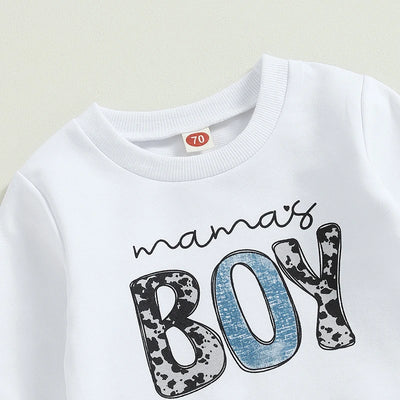 Casual New Baby Boys Long Sleeve Outfits Clothes Fashion Letter Print Sweatshirt Tops Elastic Pants Suit for Baby Fall Clothing