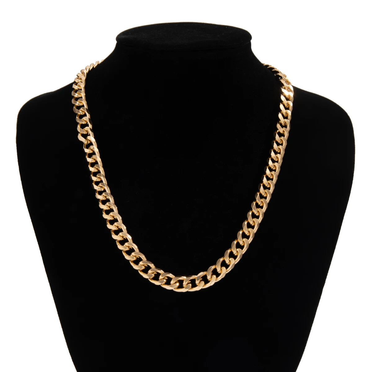 KunJoe Simple Cuban Chain Necklace for Men Gold Color/Black Metal Aluminium Chain On The Neck Choker Jewelry Party Male DIY Gift