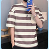 Casual Short Sleeve T Shirt Men'S For 2025 Summer Tshirt Top Tees Striped Brand Fashion HIP HOP Clothes OverSize 3XL T-Shirt