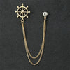 Fashion Gentleman Tassel Brooch For Men Suit Shirt Collar Triangle Wings Chain Lapel Pin Metal Retro Wedding Accessories