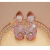 Girls Leather Shoes High Heeled for Wedding Party Glitter Rhinestone with Bow-knot Kids Dress High Heels Pendant Bling Sparkling