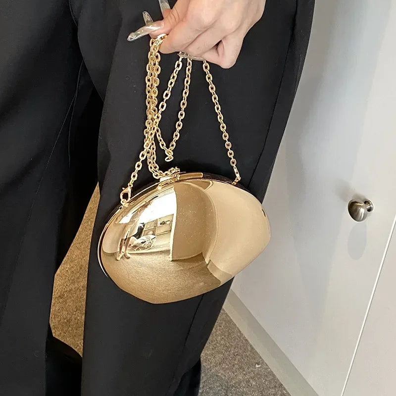 Designer-Clutch in Acryl-Muschelform Gold Silber Damen Abendtasche Süße Glänzende Metall Schulter-Umhängetaschen Kleine Geldbörse