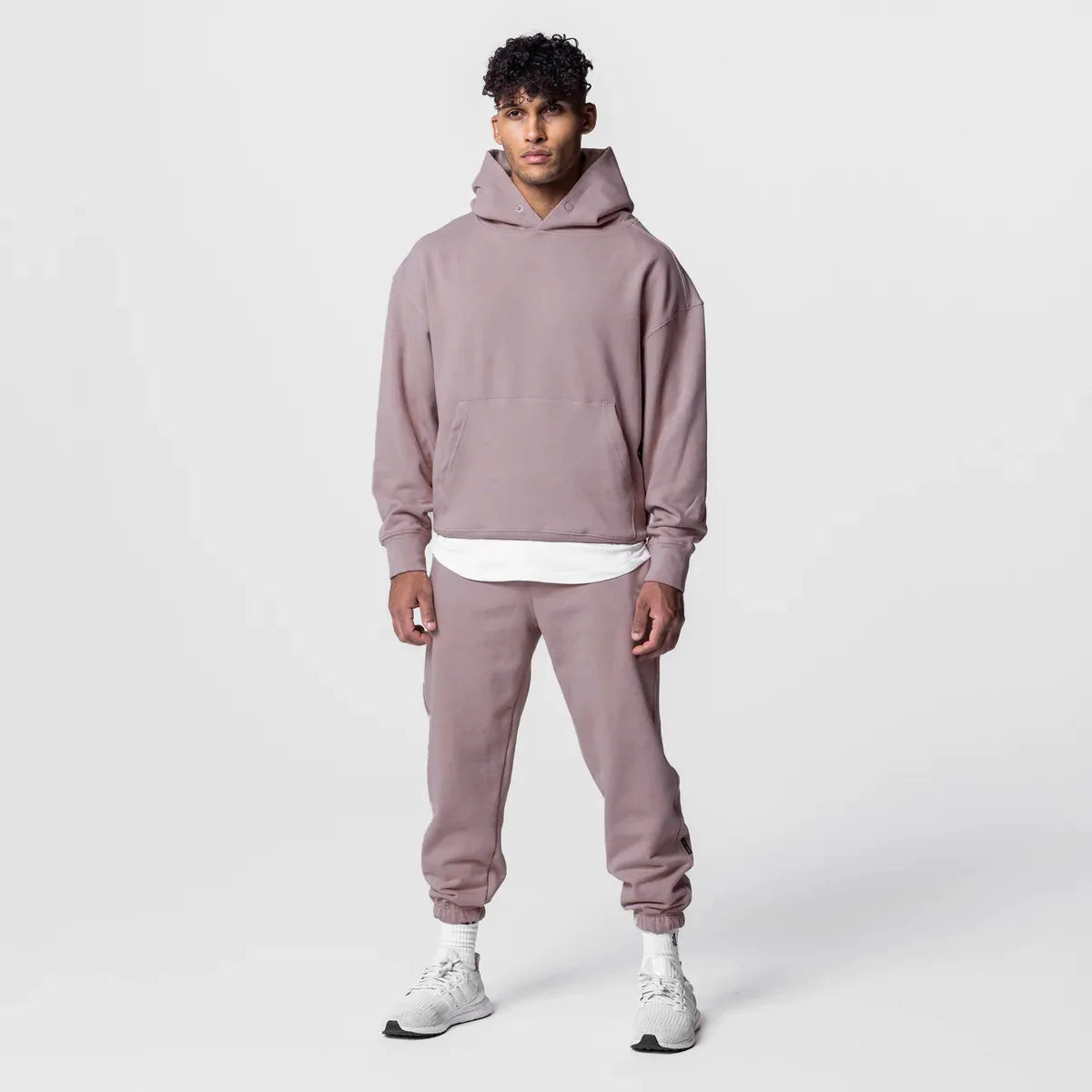Men's Thick Cotton Training Sets Hoodie Casual Sports Pullover Hooded 2-piece Top with Pants Sweatshirts Gym Running Tracksuits