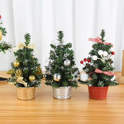 20/29cm Mini Weihnachtsbaum Desktop Ornamente Künstliche Pflanzen Tannennadelbaum mit Weihnachtskugeln Neujahrsfeier Heimdekor Geschenke
