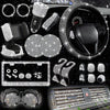 27PCS/Set Women Bling Universal Fit Polyester Steering Cover Shiny License Frame Phone Holder Coasters Tools Car Accessorie