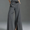 Yeezzi Urban Female Suit Pants 2025 New Fashion Black White Color Loose Straight Pant High-Waisted Pleated Split-Front Trousers