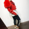 GO BALLISTIC YA Ladies' Genuine Leather Jacket with Fur Sleeve Women's Natural Lambskin Outfit
