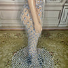 Charming Bright Crystal Dress Sexy Luxury Beaded Rhinestone Tulle Evening Dress Prom Party Dress Noble Wedding Wedding Dress