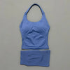 2 Pieces Sports Set Women Backless Halter Tops High Waist Seamless Hight Stretch Shorts Gym Suit Sportswear Workout Sets