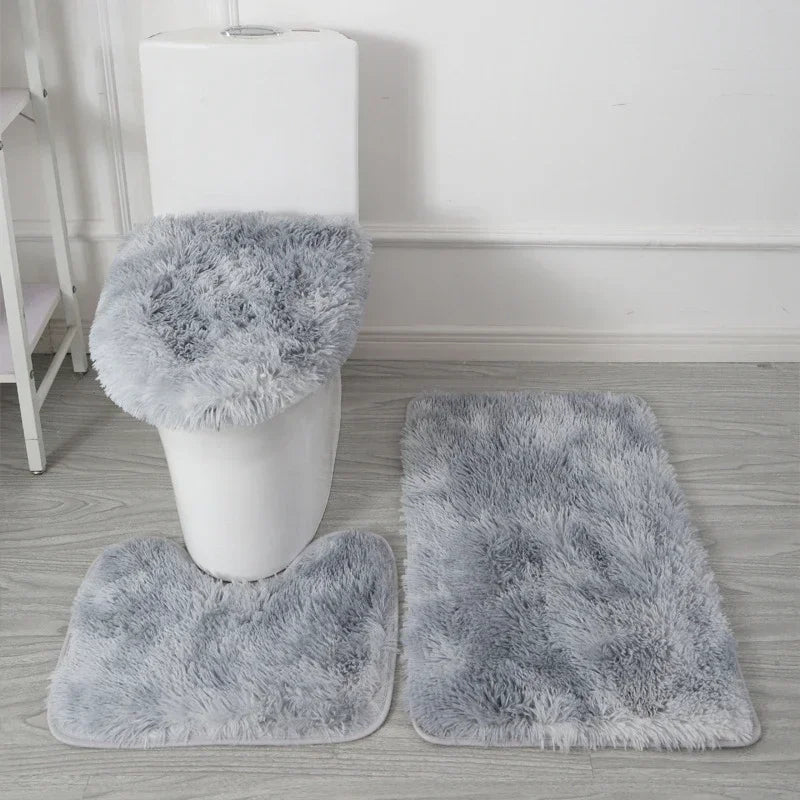 3er-Set einfarbige Heimteppiche Toilettendeckelbezug Teppich-Set rutschfeste Fußmatte für Badezimmerboden Badteppich Fußmatte