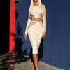Slim fit party bandage suit elegant set long sleeved dress slim fit fashionable clothing set spring club outfit