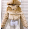 Women Warm Faux Fur Coat Winter Vintage Gradient Jacket Furry Outerwear Jackets Hooded Coats Plus Size Autumn Winter Streetwear