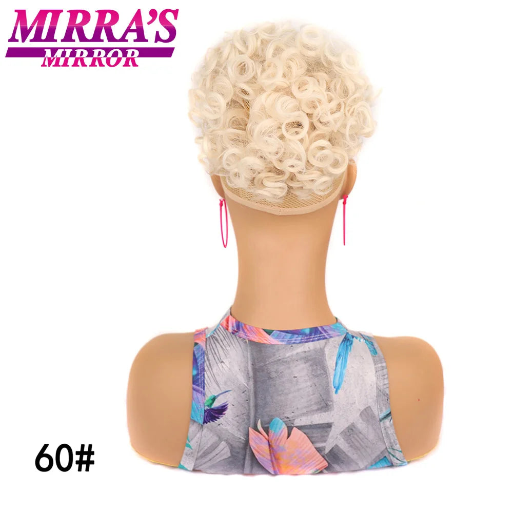 Synthetic Afro Puff Drawstring Ponytail Hair Bun 10 Inch Short Afro Kinkys Curly Afro Bun Extension Hairpieces Large Size