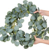1pc Artificial Eucalyptus Leaves Greenery Garland Faux Plant Spring Vines with White Flowers Berries for Wedding Home Party Deco