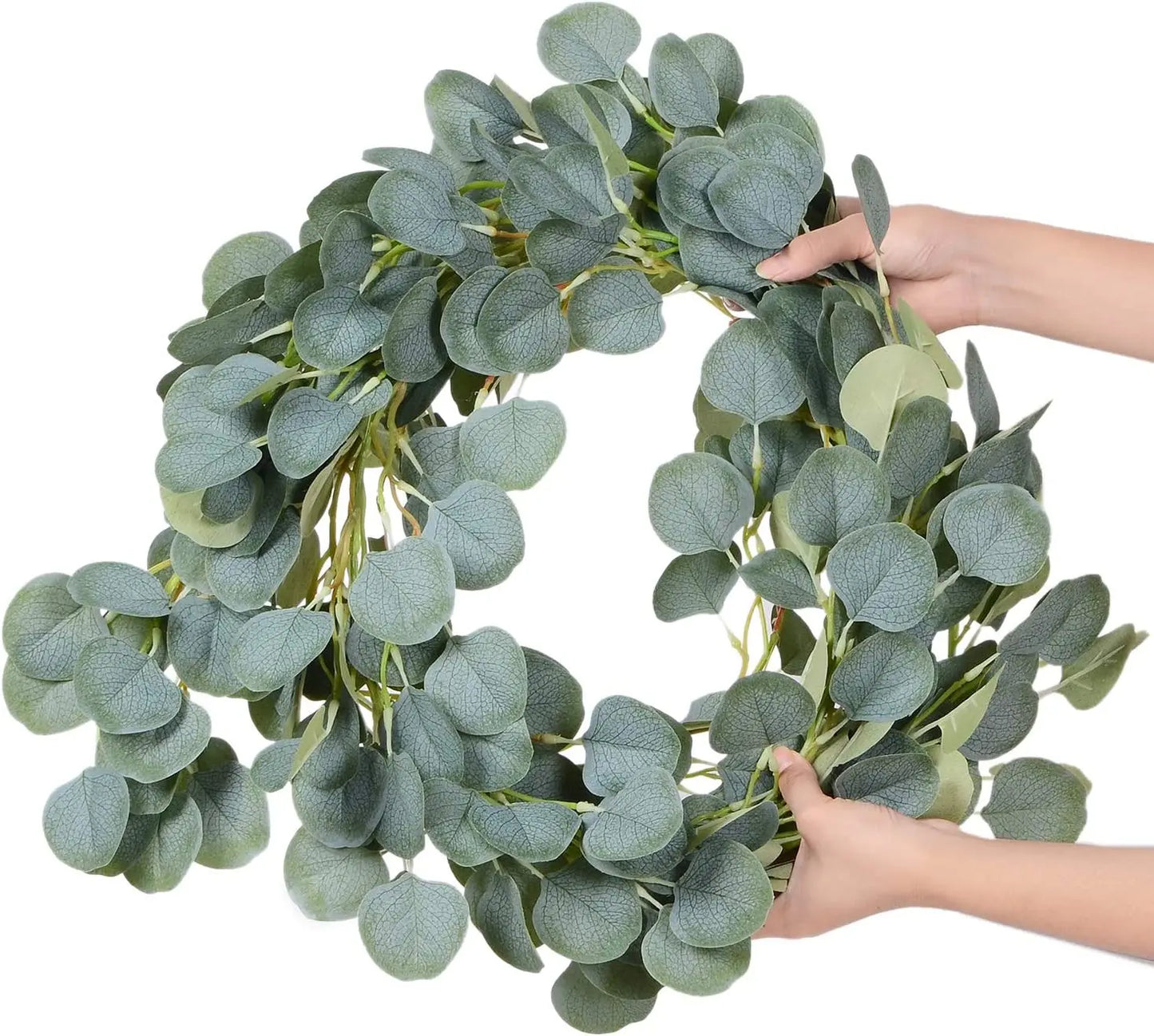 1pc Artificial Eucalyptus Leaves Greenery Garland Faux Plant Spring Vines with White Flowers Berries for Wedding Home Party Deco