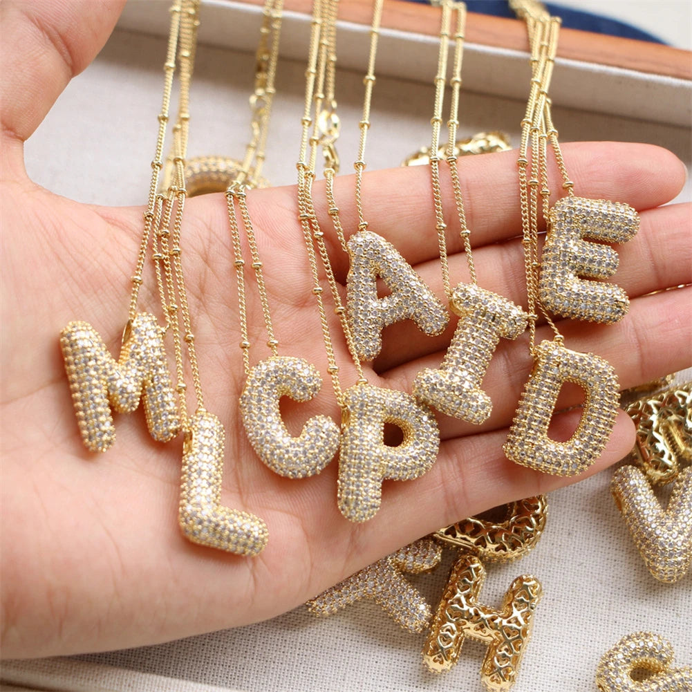 Vintage Edelstahl Golden Buchstaben Anhänger A-Z Alphabet Anfangsbuchstabe Halskette für Frauen Panzerkette Kragen Schmuck Geschenk