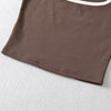 Woman Fashion Slim Solid Contrust Camis Casual Sleeveless Tanks Square Collar Crop Tops Clothing Streetwear Mujer 2024 Y2k