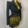 Glitzernde Kristallketten Perlen Langarm Minikleid 2025 Damen Geburtstag Abendparty Nachtclub Outfit Sängerin Hochzeitskostüm