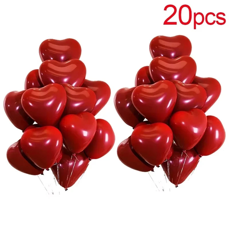 Valentinstag 50/10 Stück Rote Herzballons Aufblasbare Latexballons für Valentinstag Hochzeitsfeier Jubiläum Dekoration Zubehör