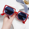 Quadratische Luxus Diamanten Sonnenbrille Damen Punk Mode Strass Sonnenbrille Weiblich Glänzend Sexy Gelbe Linse Brille Schatten Handgemacht