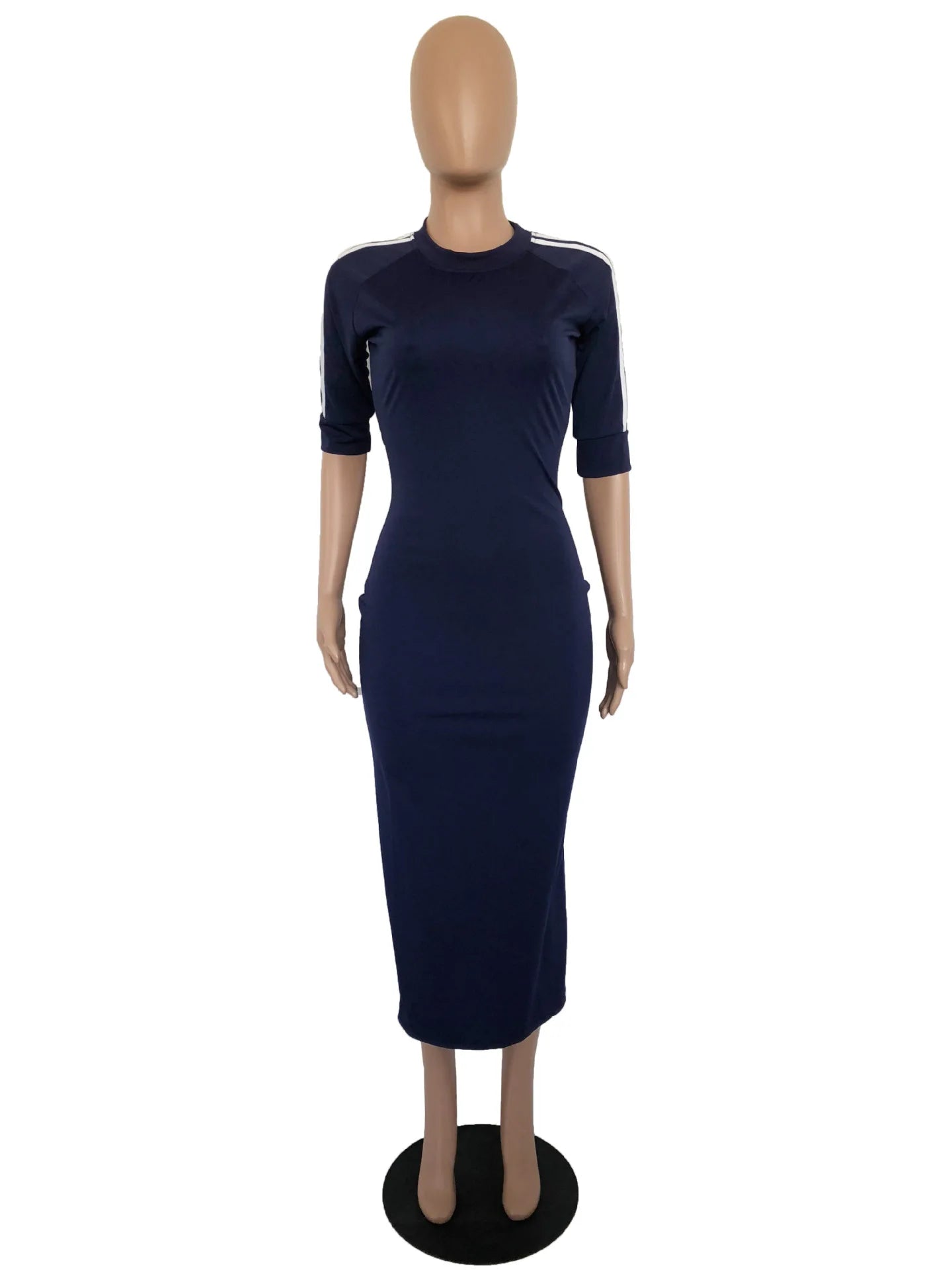 European and American women's fashion white stripe dress