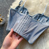 French Ladies Transparent Mesh Corset Sexy Shaper Thin Bra Set Night Club Sweet Cropped Top Girls Hot Bra and Panties Bralette