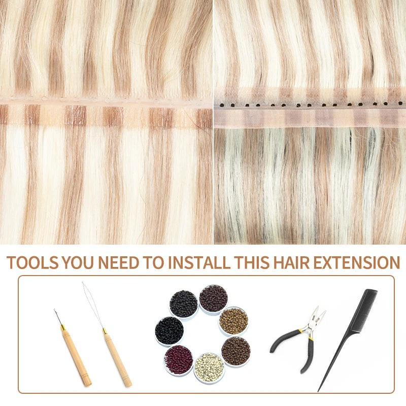 Invisible Hole Flat Pu Tape Human Hair Twin Tabs 25cm Long Tape PU Weft Real Human Hair No Glue Microlink Application 40-50g