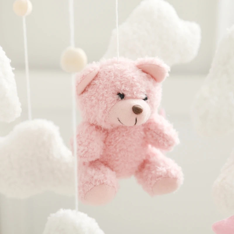 Baby-Kinderbett-Mobile-Rassel-Spielzeug 0-12 Monate Säugling Weicher Filz Teddy Samt Rosa Bär Bettglocke Hängendes Spielzeug Halterung Babybett Mädchen Spielzeug