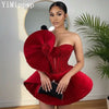 2026 Red Velvet Cocktail Dresses for Women Sleeveless Mini Ruffles Beading Birthday Night Wedding Guest Party Gowns Customized