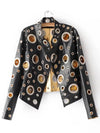 Lautaro Runway Cut Out Short Faux Leather Jacket Golden Rivet Cool Stylish Designer Clothes Women European American Fashion 2022