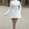 Mozision Long Sleeve Backless Sexy Mini Dress For Women Autumn Winter New O Neck High Waist A-line Club Party Sexy Dress Elegant
