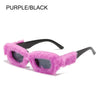 NEW Trendy Rectangle Sunglasses Women Punk Plush Sun Glasses Ladies UV400 Shades Fashion Funny Decor Eyewear