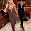 European and American women's summer strappy sexy buttocks tight solid color dress