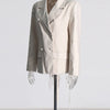TWOTWINSTYLE Patchwork-Diamanten rückenfreier Blazer für Damen mit gekerbtem Kragen, langen Ärmeln, gespleißten Knöpfen, schickem Damen-Stil