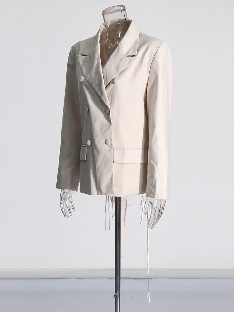 TWOTWINSTYLE Patchwork-Diamanten rückenfreier Blazer für Damen mit gekerbtem Kragen, langen Ärmeln, gespleißten Knöpfen, schickem Damen-Stil