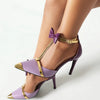 New Design Luxury Glod Purple Stilettos Pointed Toe T-strap High Heels Women Sandals Summer Party Dress Prom Shoes Pumps 2024