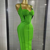 Green Color Women Sleeveless Sexy Halter Off the Shoulder Bodycon Bandage Midi Dress Celebrate Nightclub Party Birthday Outfit
