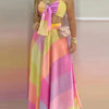 A lace-up short top with a half-length skirt and a geometric pattern women's dress set