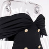 NewAsia Off-Shoulder Blazer-Kleid Zweireihig Rutschfest Rückenfrei Gerafft Tief Ausgeschnitten Reißverschluss Bodycon Robe Elegante Clubkleider