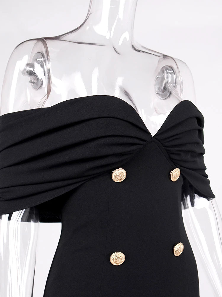 NewAsia Off-Shoulder Blazer-Kleid Zweireihig Rutschfest Rückenfrei Gerafft Tief Ausgeschnitten Reißverschluss Bodycon Robe Elegante Clubkleider