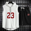 Summer New Men's Sleeveless Hooded T-shirt+shorts pants Sports two-piece set gym  Fashion  Casual Men Women Sports Two Piece Set