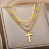 Double Layer Hollow Clavicle Chain Stainless Steel Necklace For Women Punk Hip-Hop Streetwear Jewelry Dropshipping