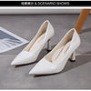 Schuhe Damen 2024 Trend Neue Sommer Rote Absätze Elegante Damen Schwarze Pumps mit Absatz Spitz zulaufende Pumps Kleid Leder Weiße Damenschuhe