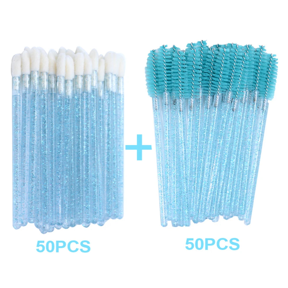 HIJOYSEEN 100 Pcs Makeup Brushes For Lip Eyebows Eyelash Shining Mascara Wands Applicators False Lashes Beauty Tools