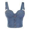 Irene Tinnie Sexy Cute Loch Cartoon Dekoration Push Up Bustier Damen Jeans Bralette Cropped Top Weste Große Größe