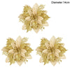 3/10Stück 14cm Weihnachtsblumen Glitzer Rot Gold Blütenkopf Weihnachtsbaumschmuck Neujahrsdekorationen für Zuhause Navidad Noel Geschenke