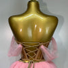 Women Sexy Strapless Pink Mesh Two Pieces Set Prom Gown Celebrate Birthday Nightclub Party Singer Stage Performance Costume